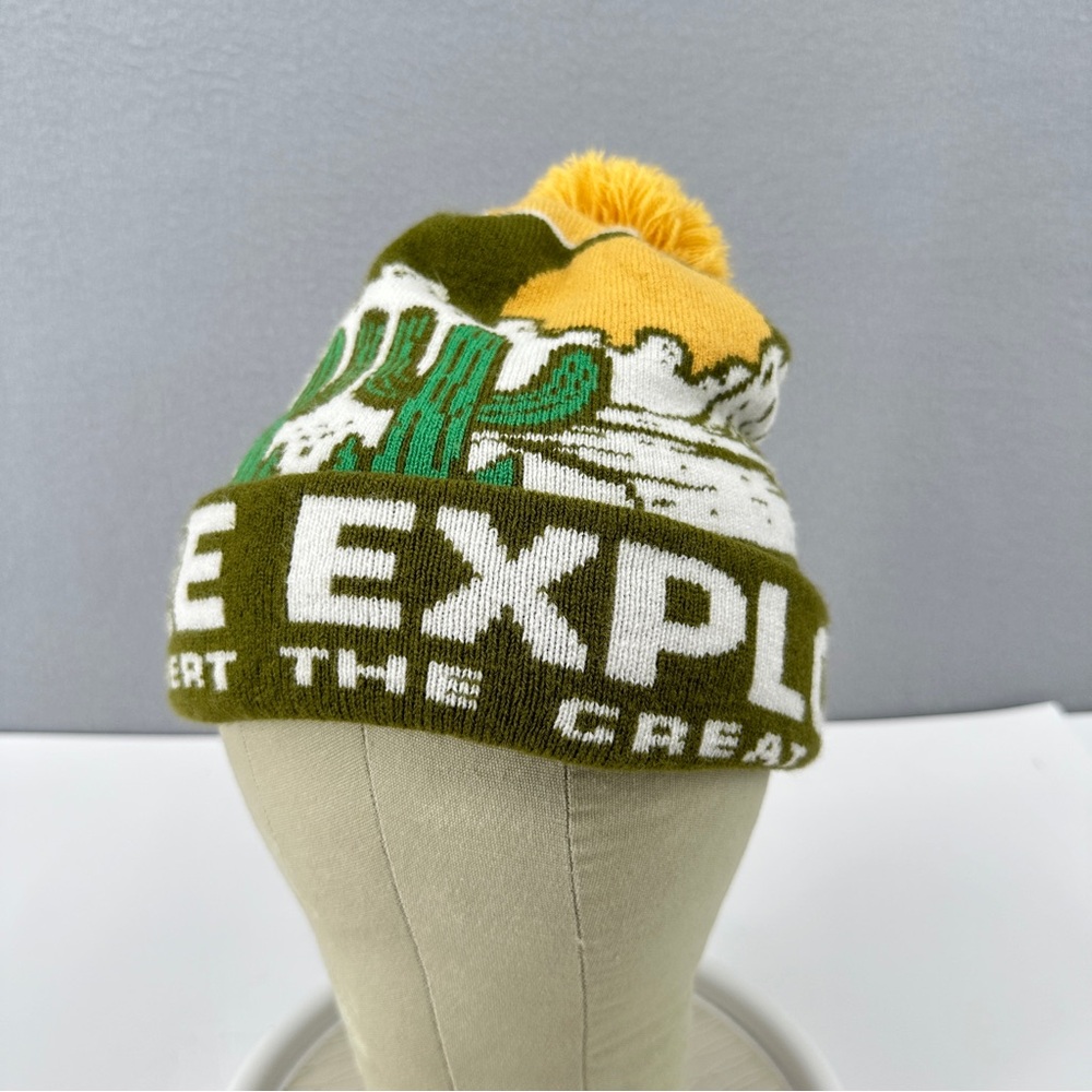 Explore the Great Desert Pom Cuffed Knit Beanie Stocking Ski Cap Hat Adult OS
